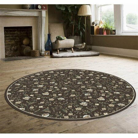 AURIC Pisa Round Brown Traditional Turkey Area Rug- 5 ft. 3 in. AU3180509